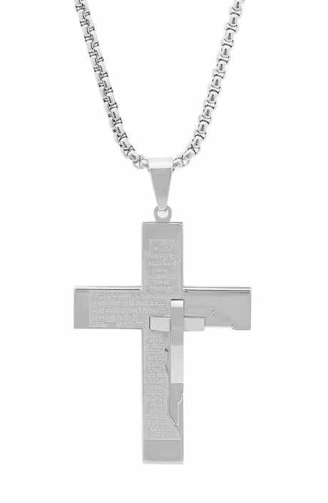 Men's Spanish Padre Nuestro Cross Pendant Necklace