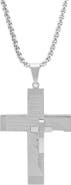 STEELTIME Men's Spanish Padre Nuestro Cross Pendant Necklace