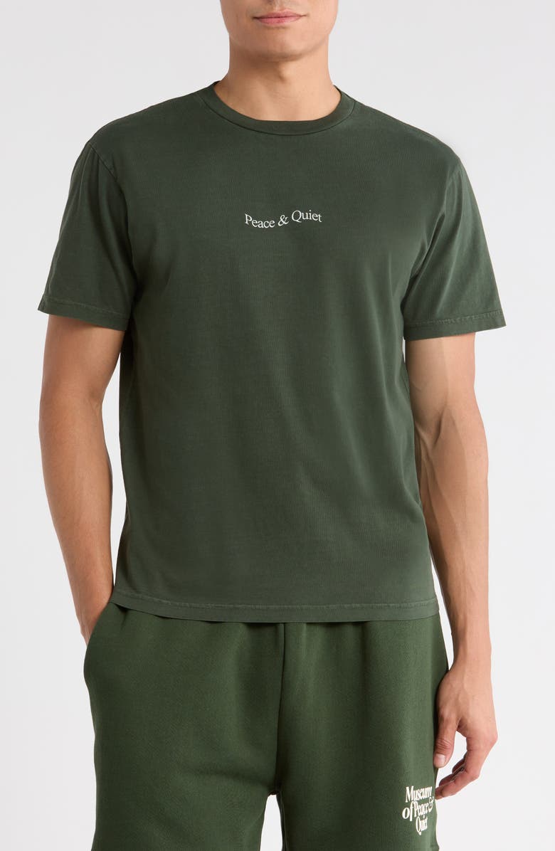 Museum of Peace & Quiet Wordmark Graphic Cotton T-Shirt, Main, color, Forest