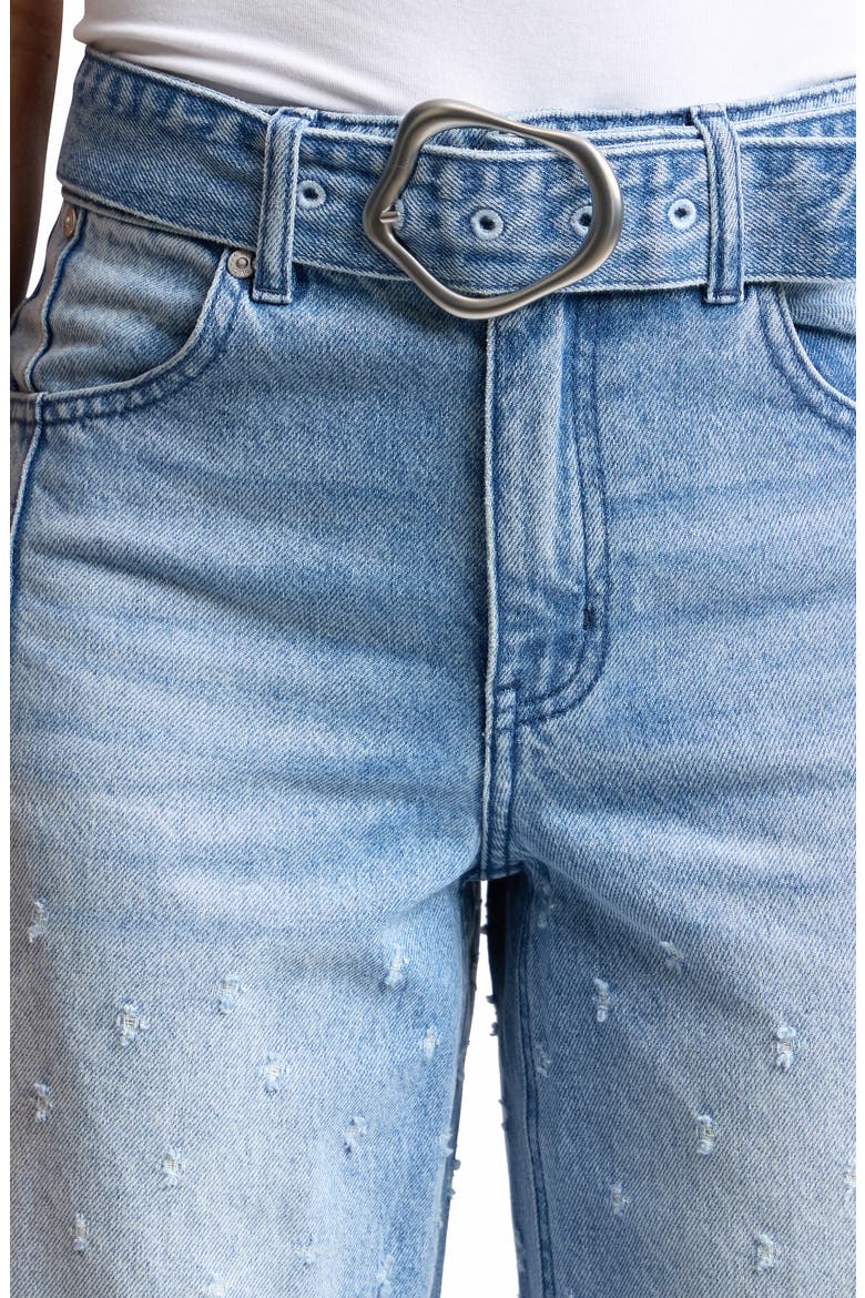 Distressed Darted High Waist Wide Leg Jeans, Alternate, color, MARTIN WASH