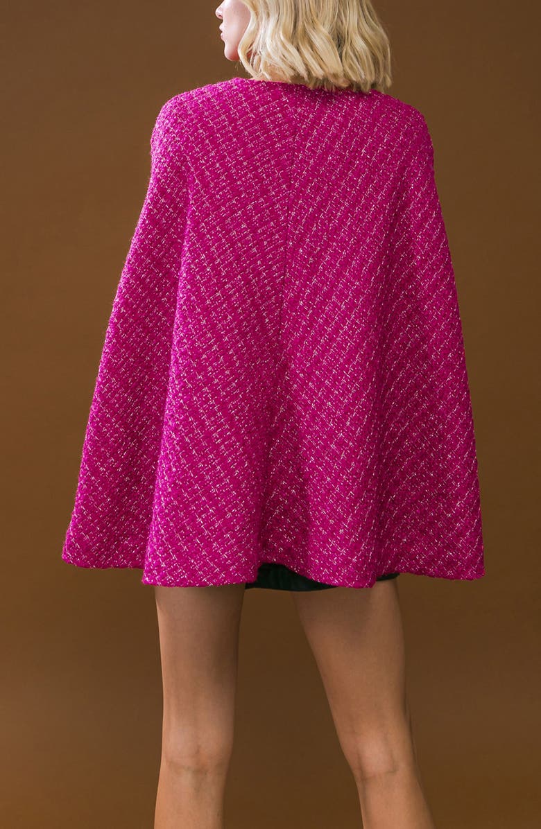 FLYING TOMATO Tweed Cape, Alternate, color, Fuchsia