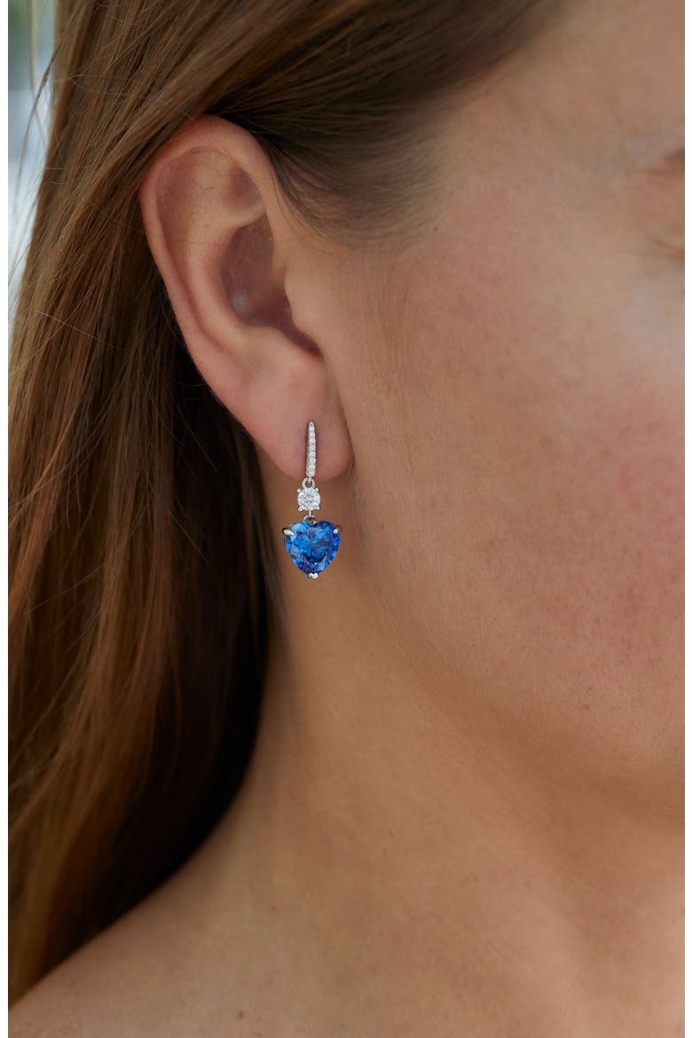 Cubic Zirconia Drop Earrings, Alternate, color, BLUE