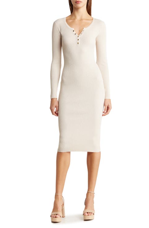 Long Sleeve Rib Knit Midi Dress
