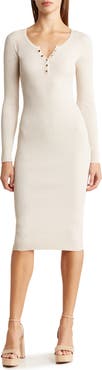 Blu Pepper Long Sleeve Rib Knit Midi Dress
