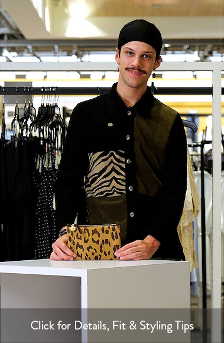 Pablo Suede Feline Print Clutch, sales video thumbnail