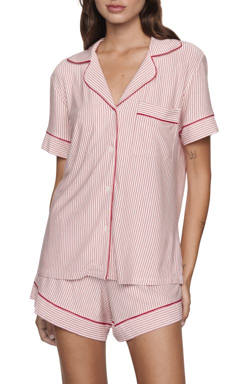 Eberjey Gisele Printed Relaxed Jersey Knit Short Pajamas In Pink