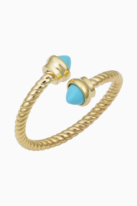 14K Yellow Gold Turquoise Finger Candy Ring