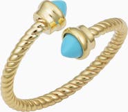 Oradina 14K Yellow Gold Turquoise Finger Candy Ring