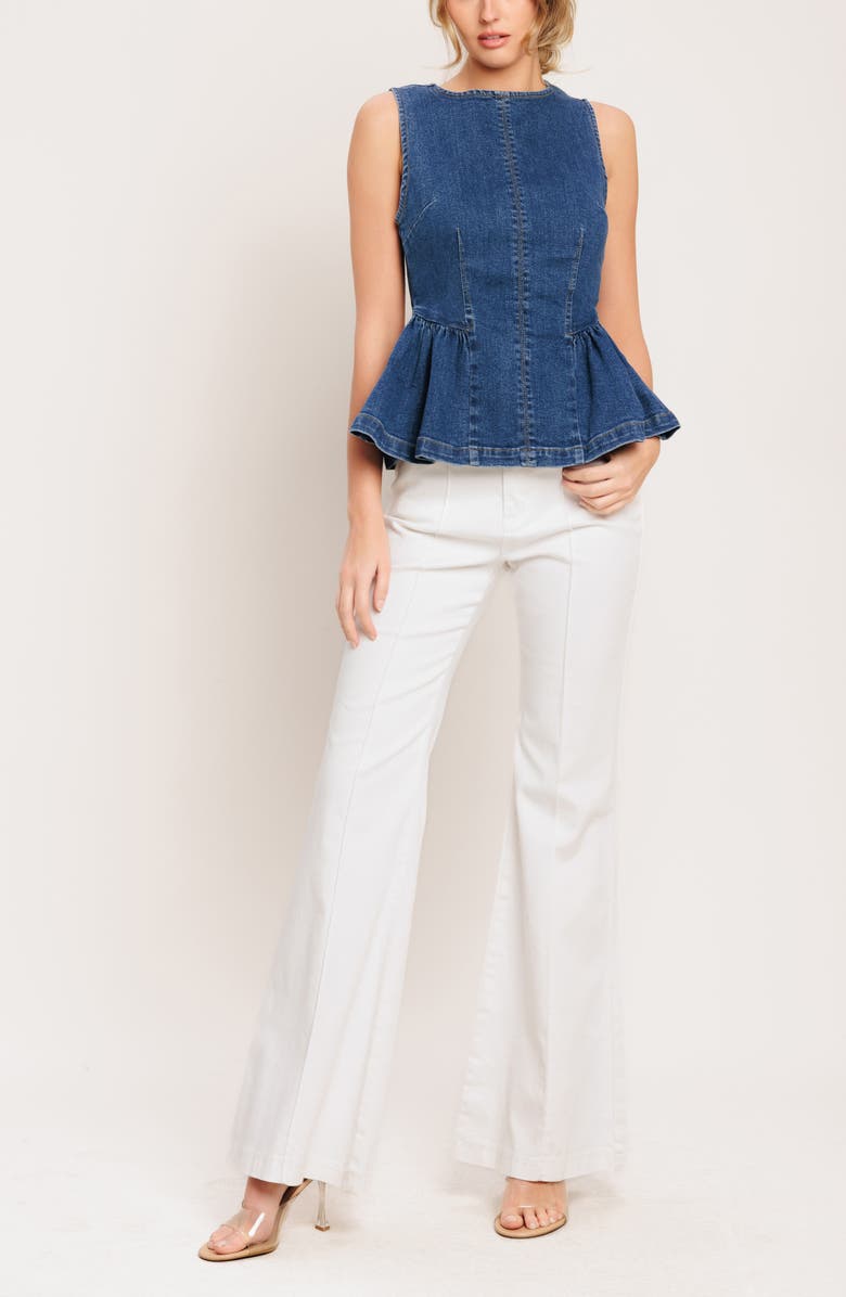 FLYING TOMATO Denim Peplum Top, Alternate, color,