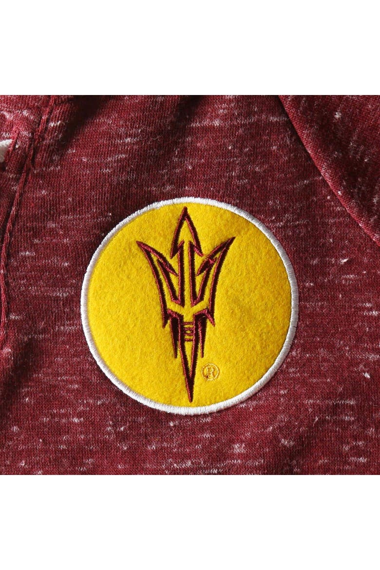 Women's Colosseum Maroon Arizona State Sun Devils The Devil Speckle Lace-Placket Raglan Pullover Hoodie, Alternate, color, Maroon