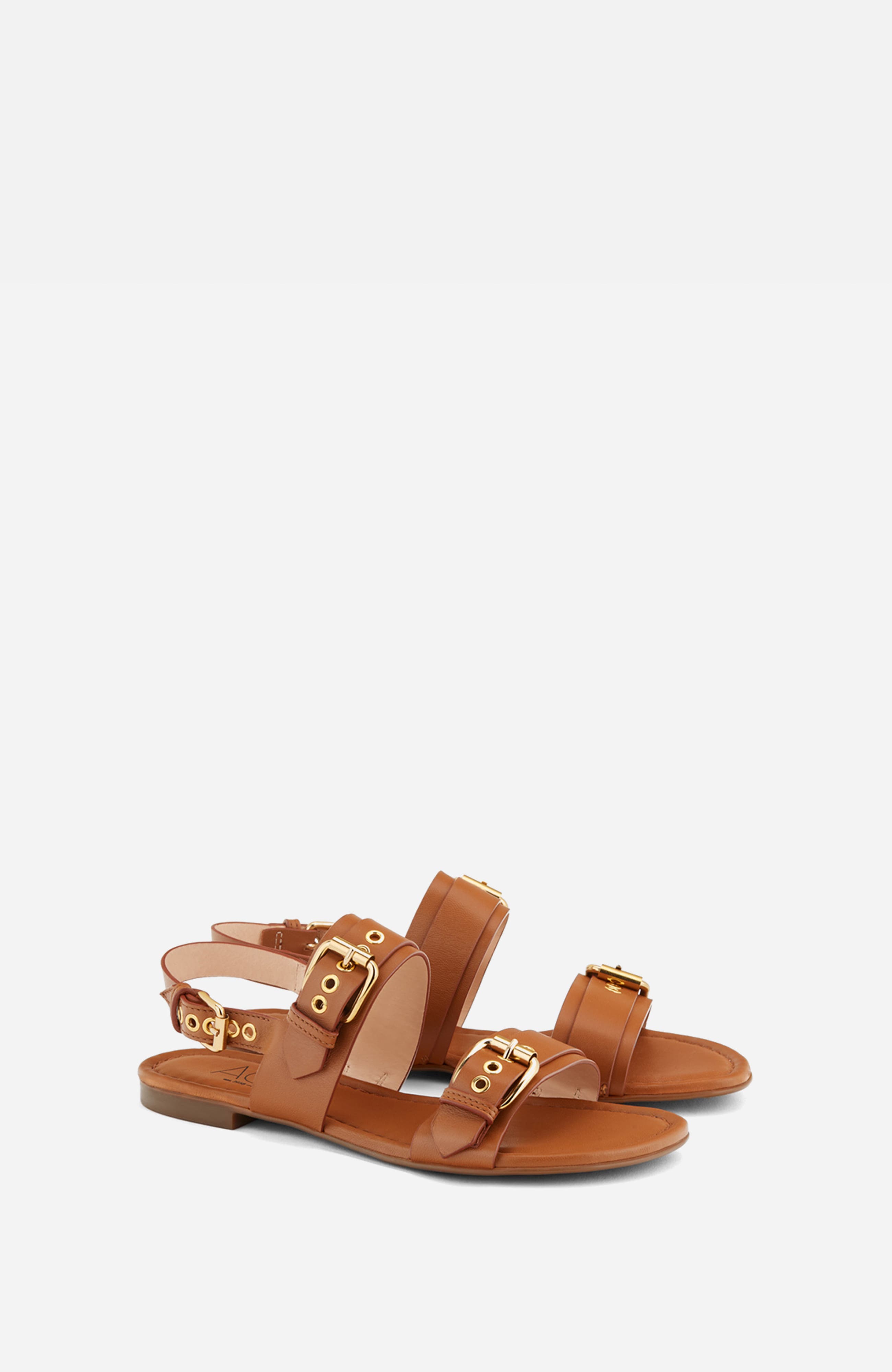 AGL Summer Multi Buckles Sandal, Alternate, color, Brandy Nappa