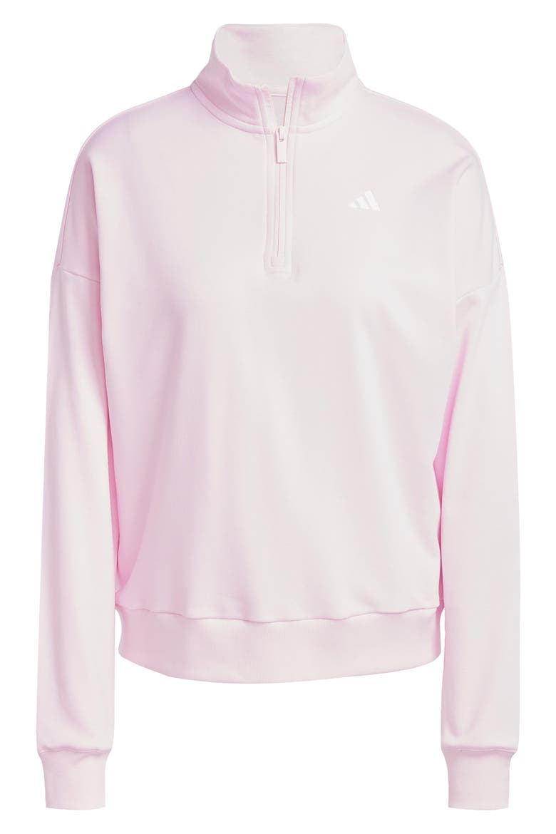 French Terry Quarter Zip Pullover, Alternate, color, CLEAR PINK/ WHITE