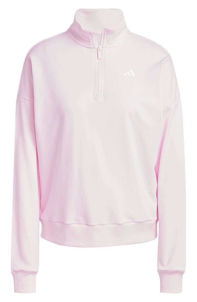 adidas French Terry Quarter Zip Pullover, Alternate, color, Clear Pink/ White