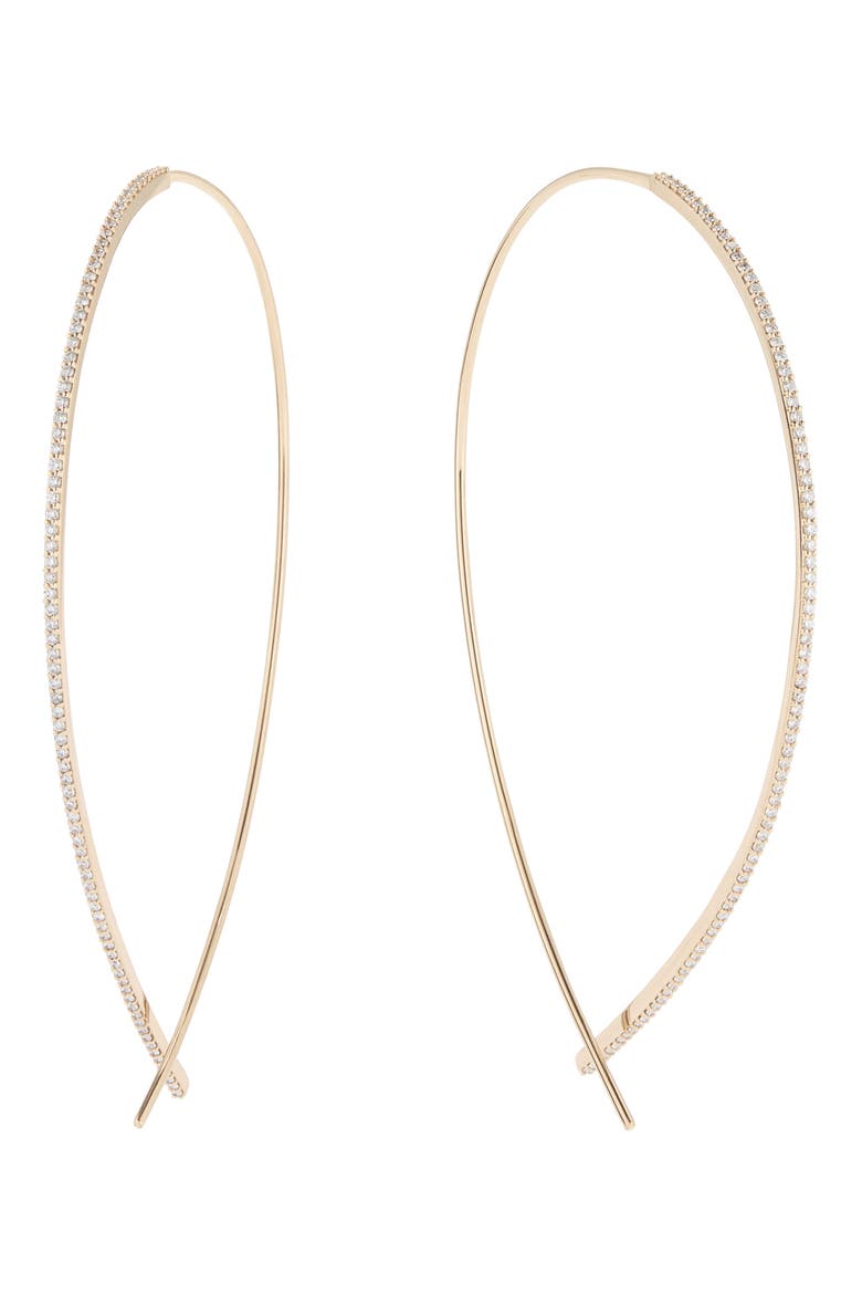 Jewelry Large Flawless Upside Down Diamond Hoop Earrings, Main, color, YELLOW GOLD/ DIAMOND