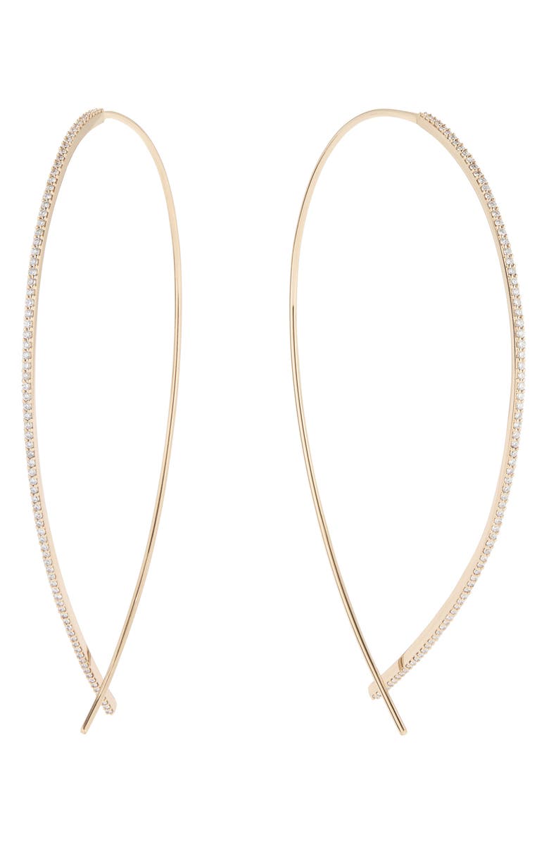 LANA Jewelry Large Flawless Upside Down Diamond Hoop Earrings, Main, color,