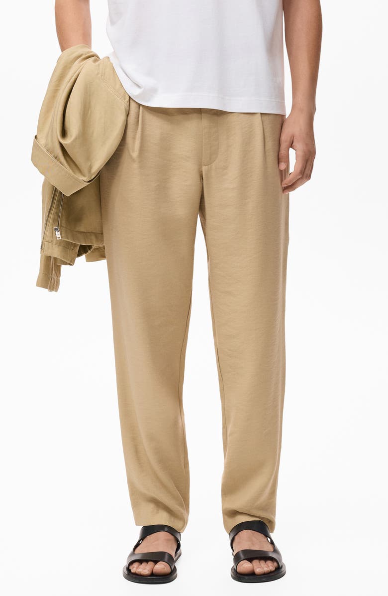 MANGO Pleated Straight Fit Pants, Main, color, Beige