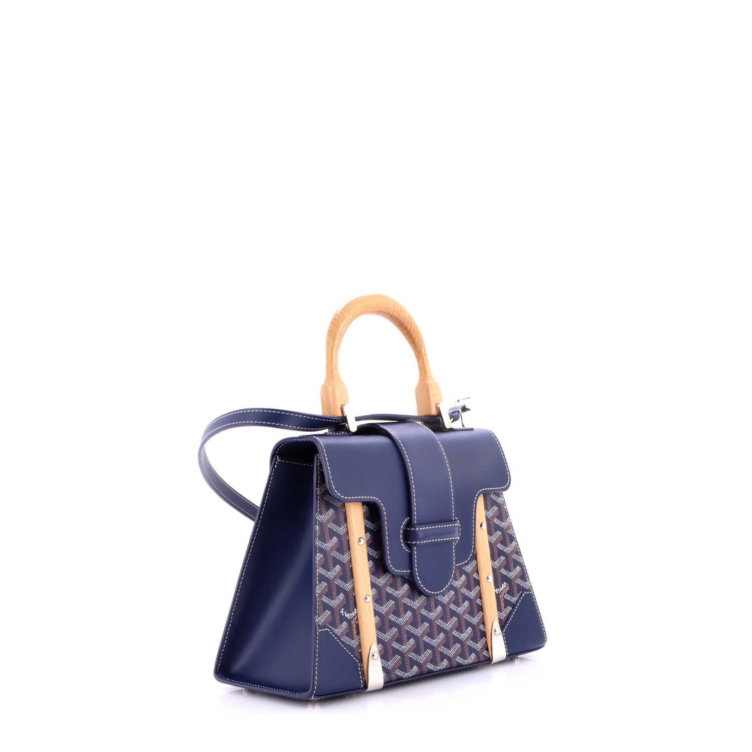 Saigon Top Handle Bag Coated Canvas with Leather PM, Alternate, color, Blue
