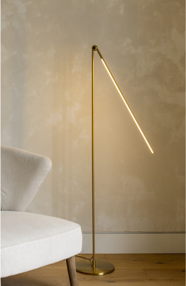 Brightech Libra 54.5" 3-Way Dimming LED Floor Lamp with Adjustable Rotating Base, Alternate, color, Antique Brass