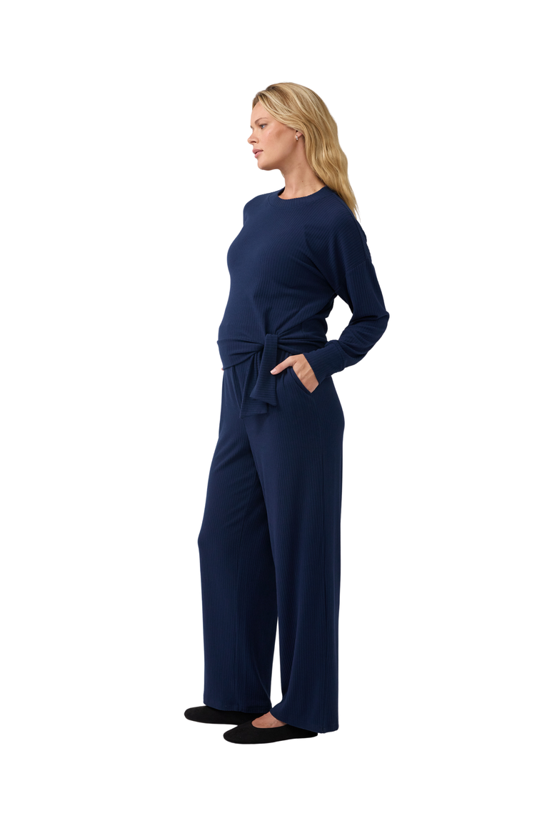 Wide Leg Knit Maternity Pant, Alternate, color, Navy