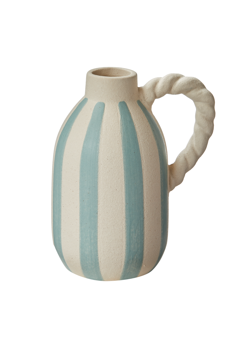 Large Blue Stripe Decorative Vase for Everyday Home Decor, Main, color, Blue
