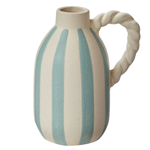 Large Blue Stripe Decorative Vase for Everyday Home Decor