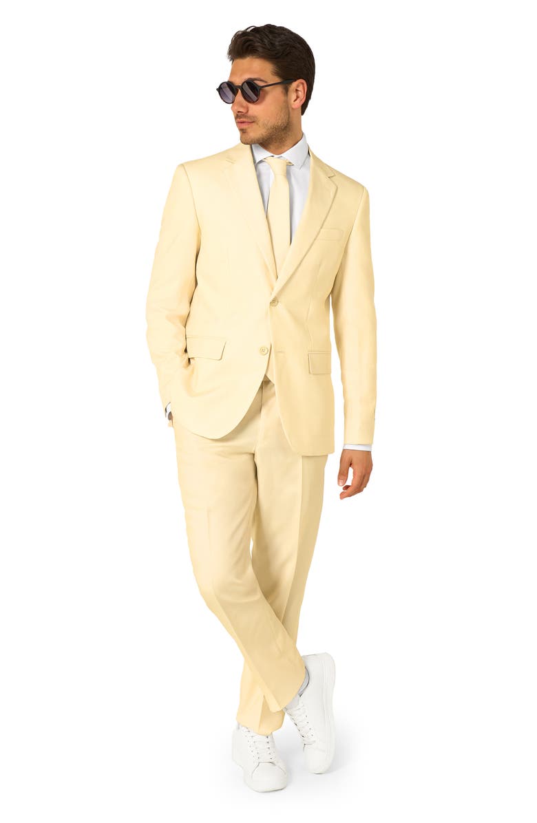 OppoSuits Slim Fit Pastellow Two-Piece Suit & Tie Set, Alternate, color, Beige