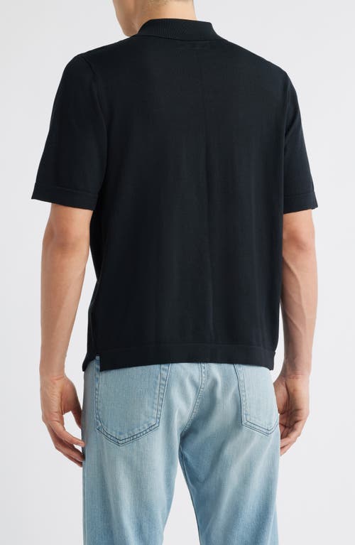 Rag & Bone Dalton Short Sleeve Knit Cotton Blend Button-up Shirt In Black