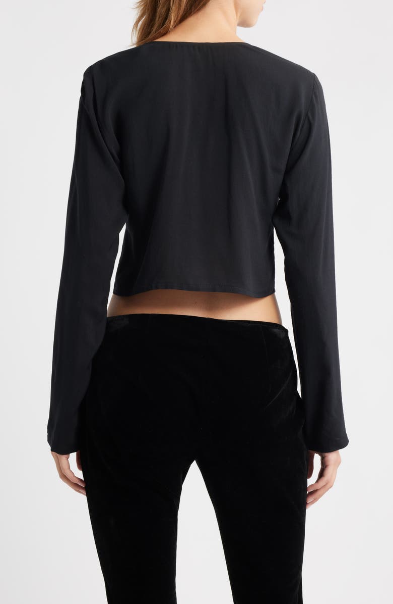 Bella Venice The Camille Lace Inset Tie Front Top, Alternate, color, Black