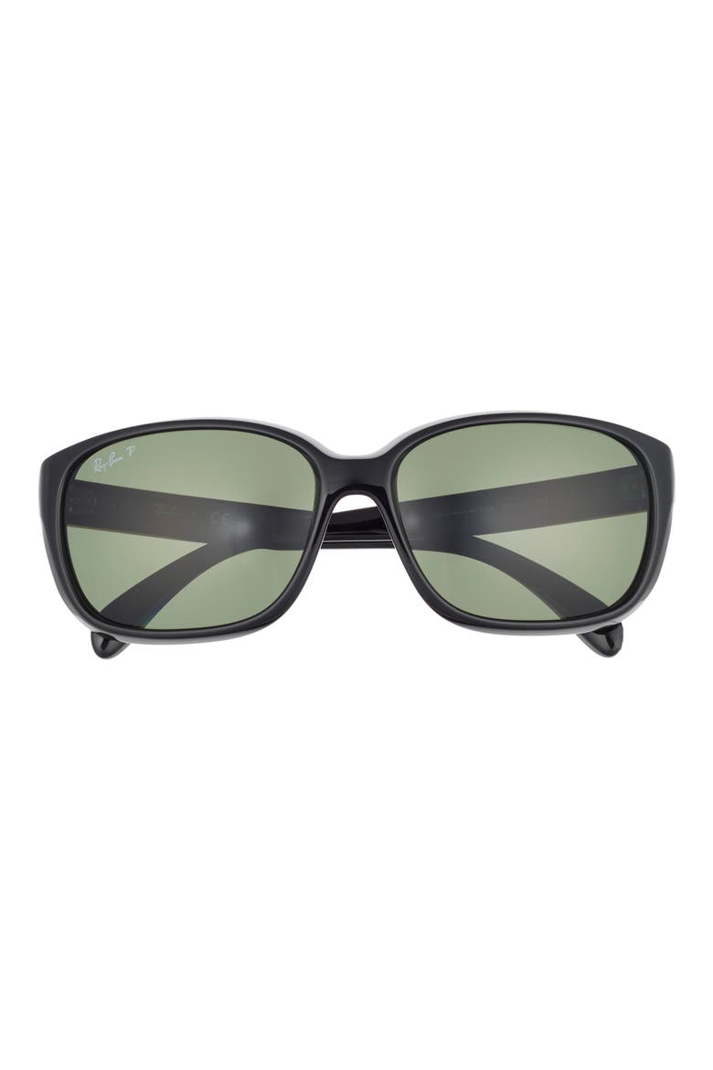 58mm Polarized Gradient Square Sunglasses, Main, color, BLACK