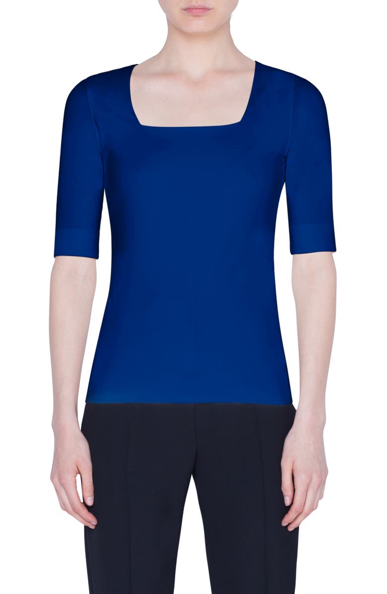 Akris punto Square Neck Jersey Top, Main, color,
