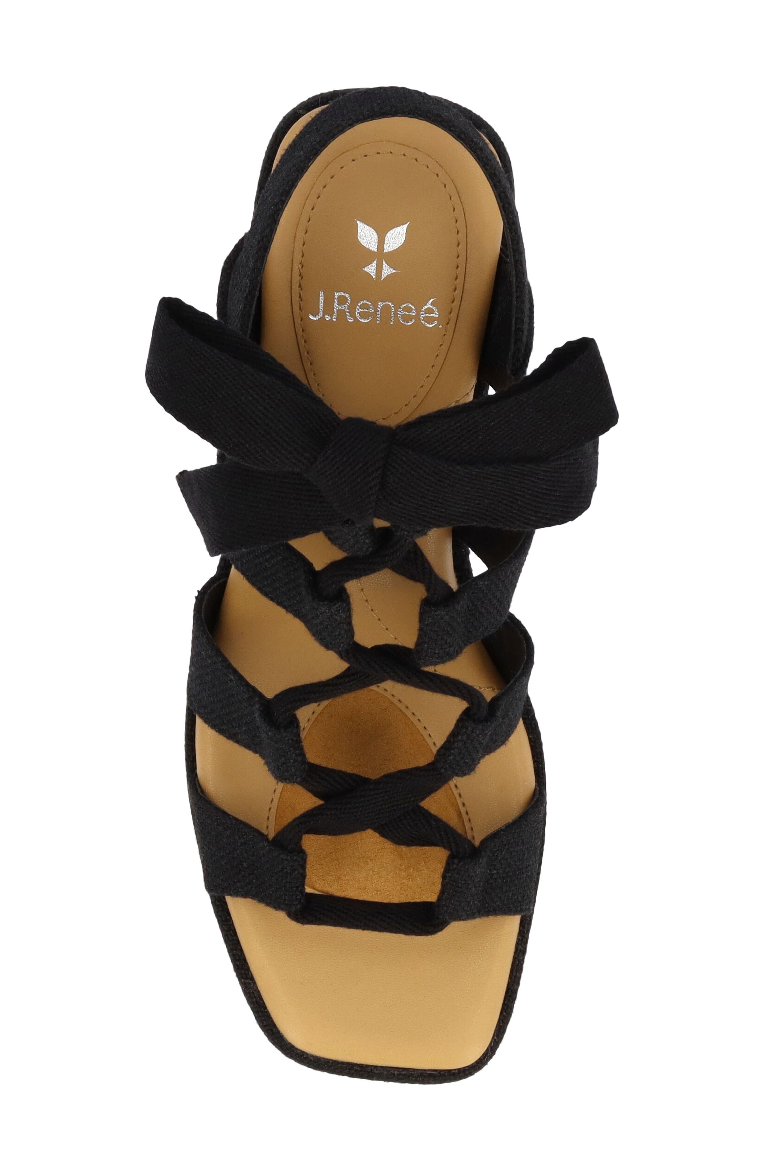 J. Reneé Garlynn Lace-Up Platform Wedge Sandal, Alternate, color, Black
