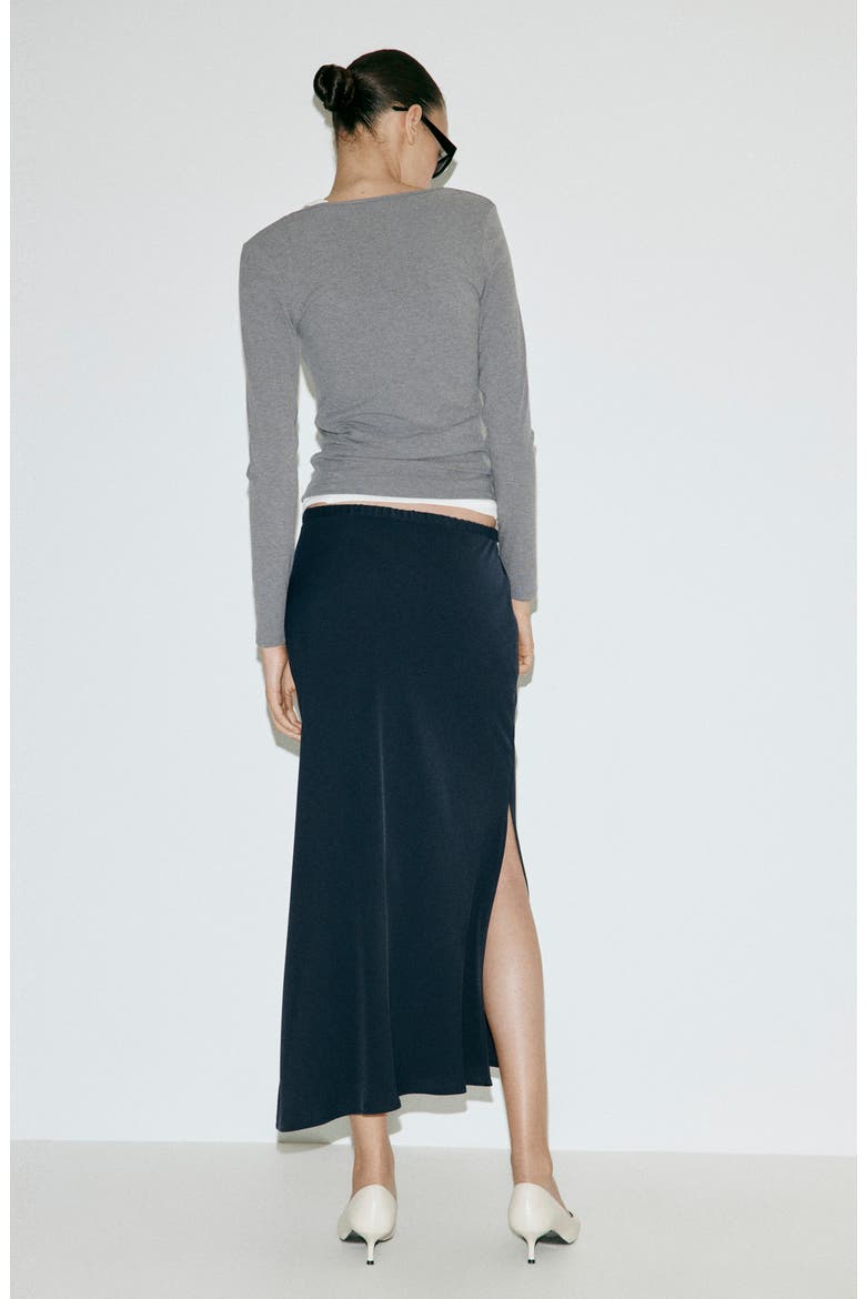 Drawstring Waist Maxi Skirt, Alternate, color, NAVY