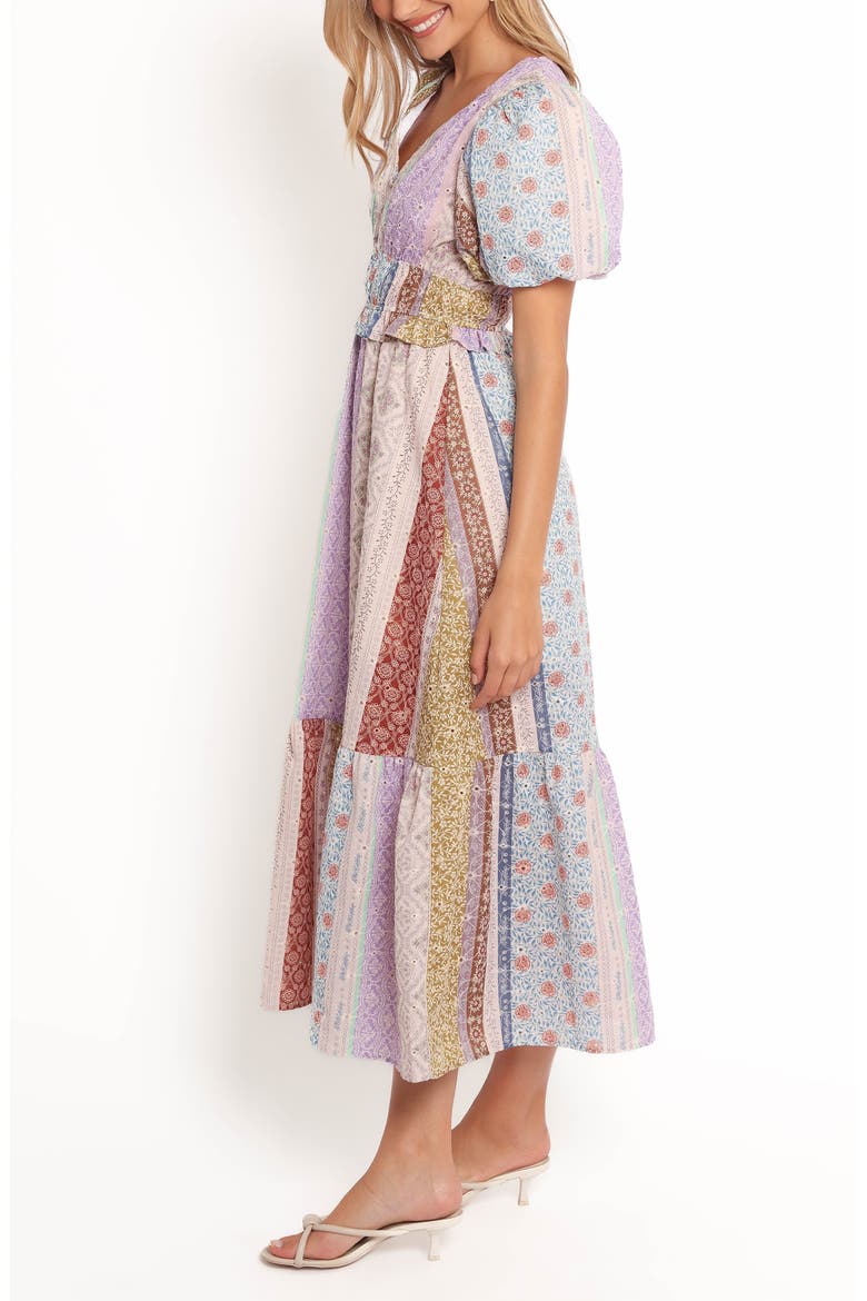 Verona Patchwork Print Midi Dress, Alternate, color, BOTANIC MULTI