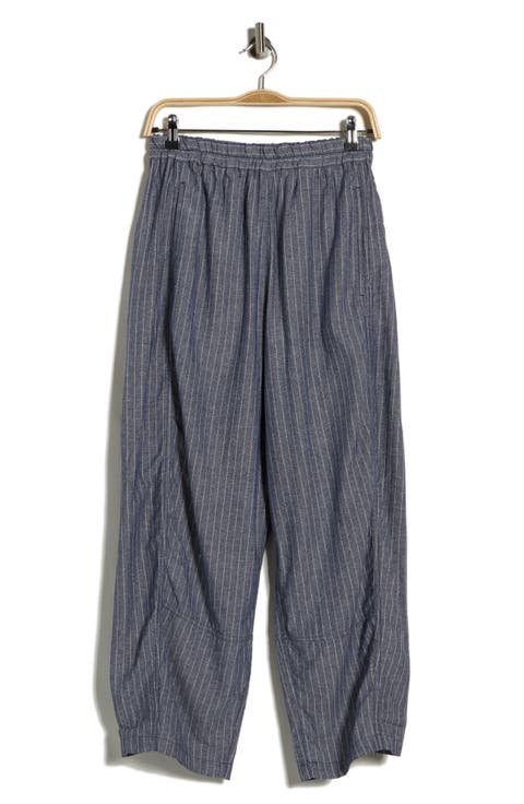 Stripe Linen Blend Barrel Pants