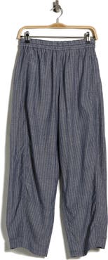 MAX STUDIO Stripe Linen Blend Barrel Pants