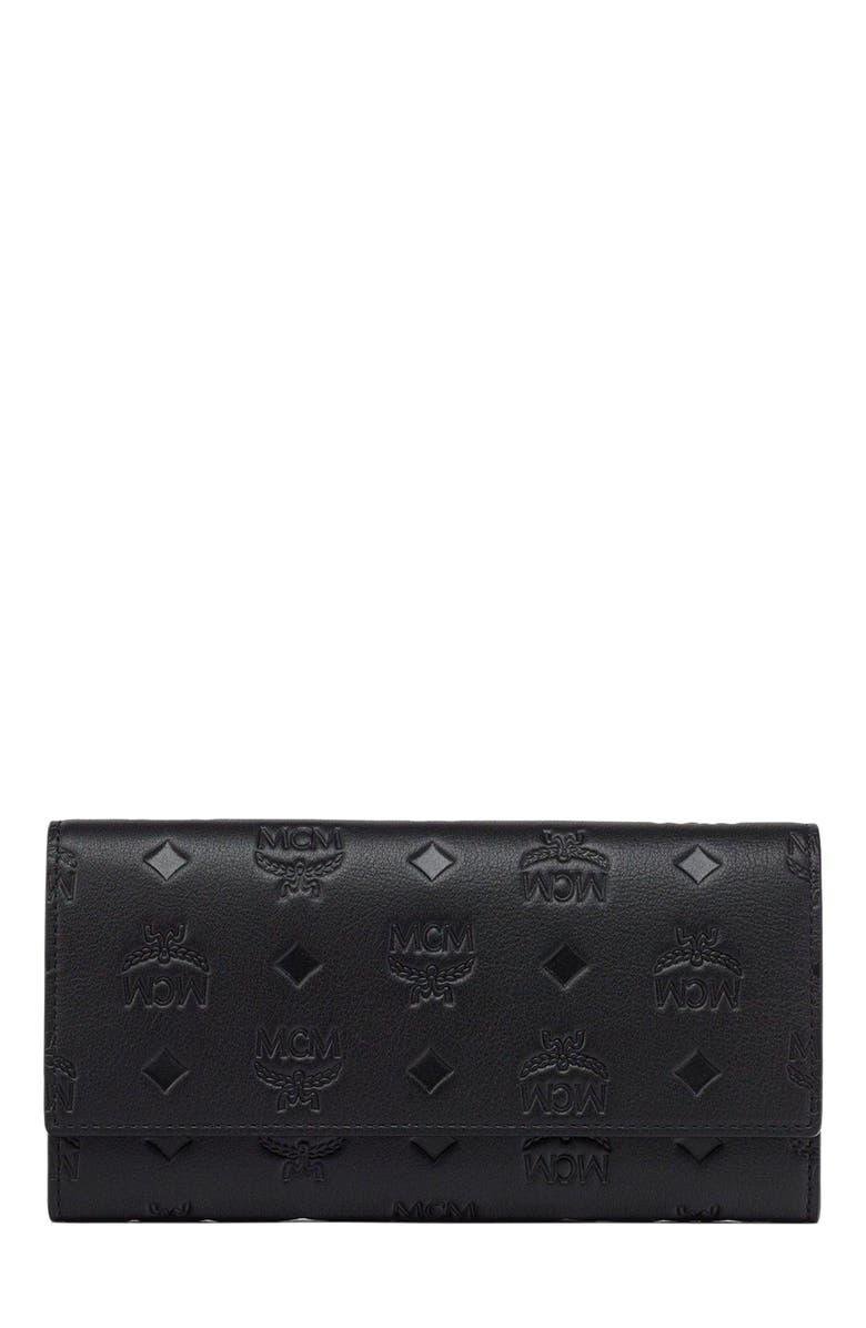 MCM Aren Continental Wallet in Embossed Monogram Leather, Main, color, 