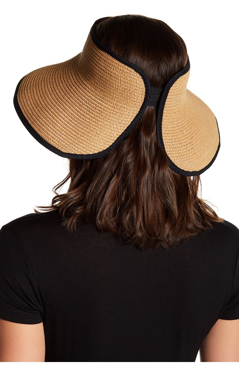 NORDSTROM RACK Roll-Up Straw Visor, Alternate, color, Dark Natural