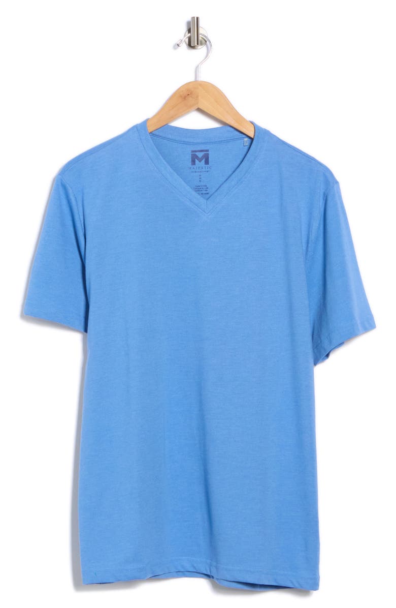 Majestic International Grecians V-Neck Knit T-Shirt, Alternate, color, Jewel Blue