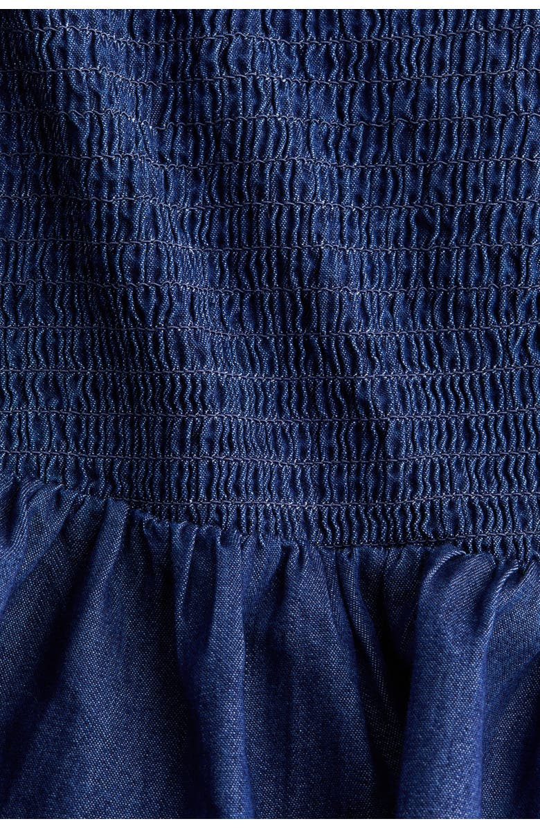 H&M Smocked Denim Skirt, Alternate, color, Dark Denim Blue