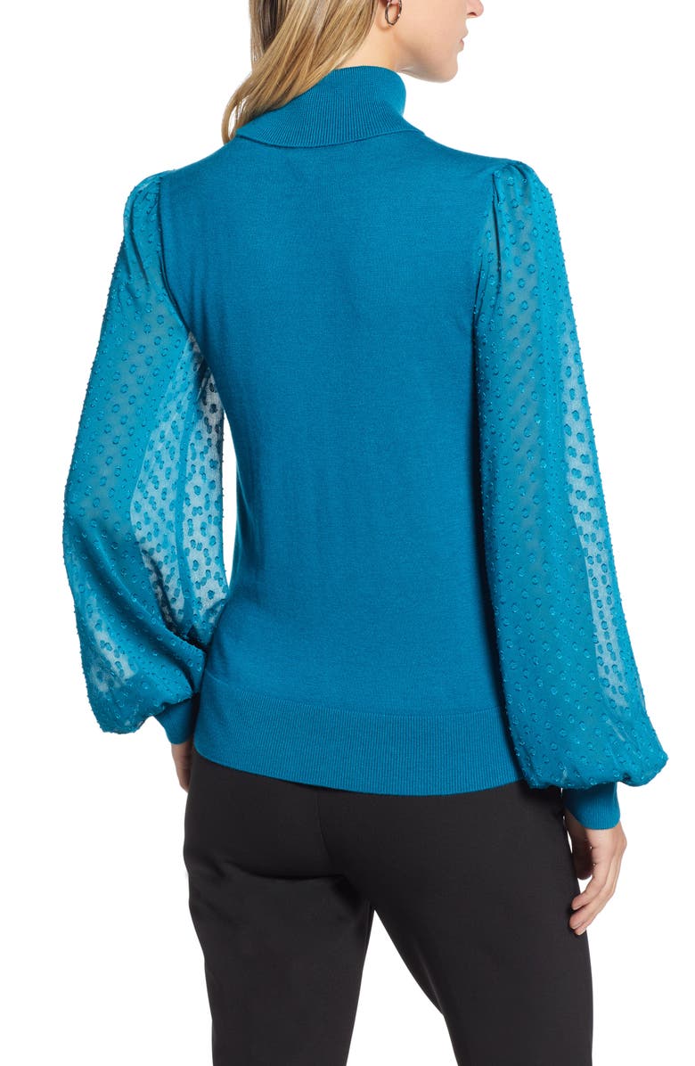 Halogen<sup>®</sup> Sheer Sleeve Turtleneck Sweater, Alternate, color, 