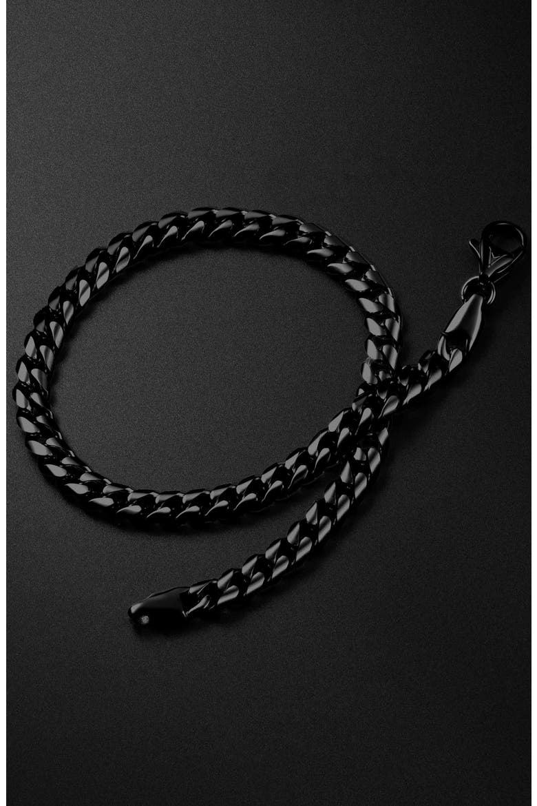 Men's Curb Chain Bracelet, Alternate, color, BLACK