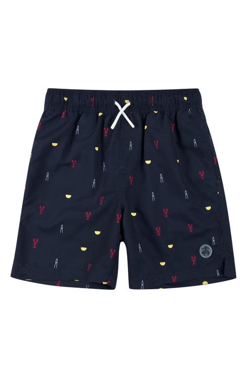 Shop Brooks Brothers Print Upf 50 Swim Trunks In Navy