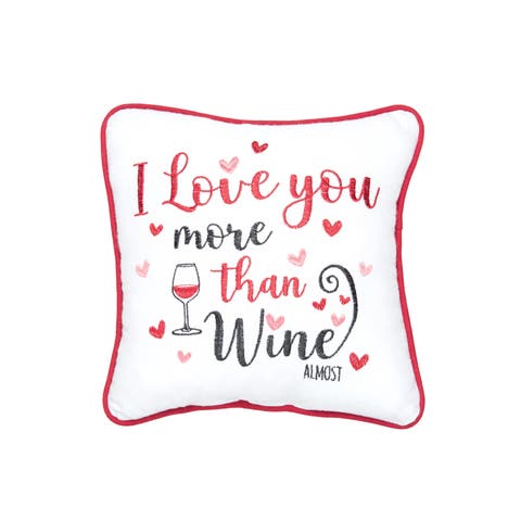 "I Love You More Than" Hearts Valentine's Day Cotton Blend Mini Accent Pillow 10" x 10"