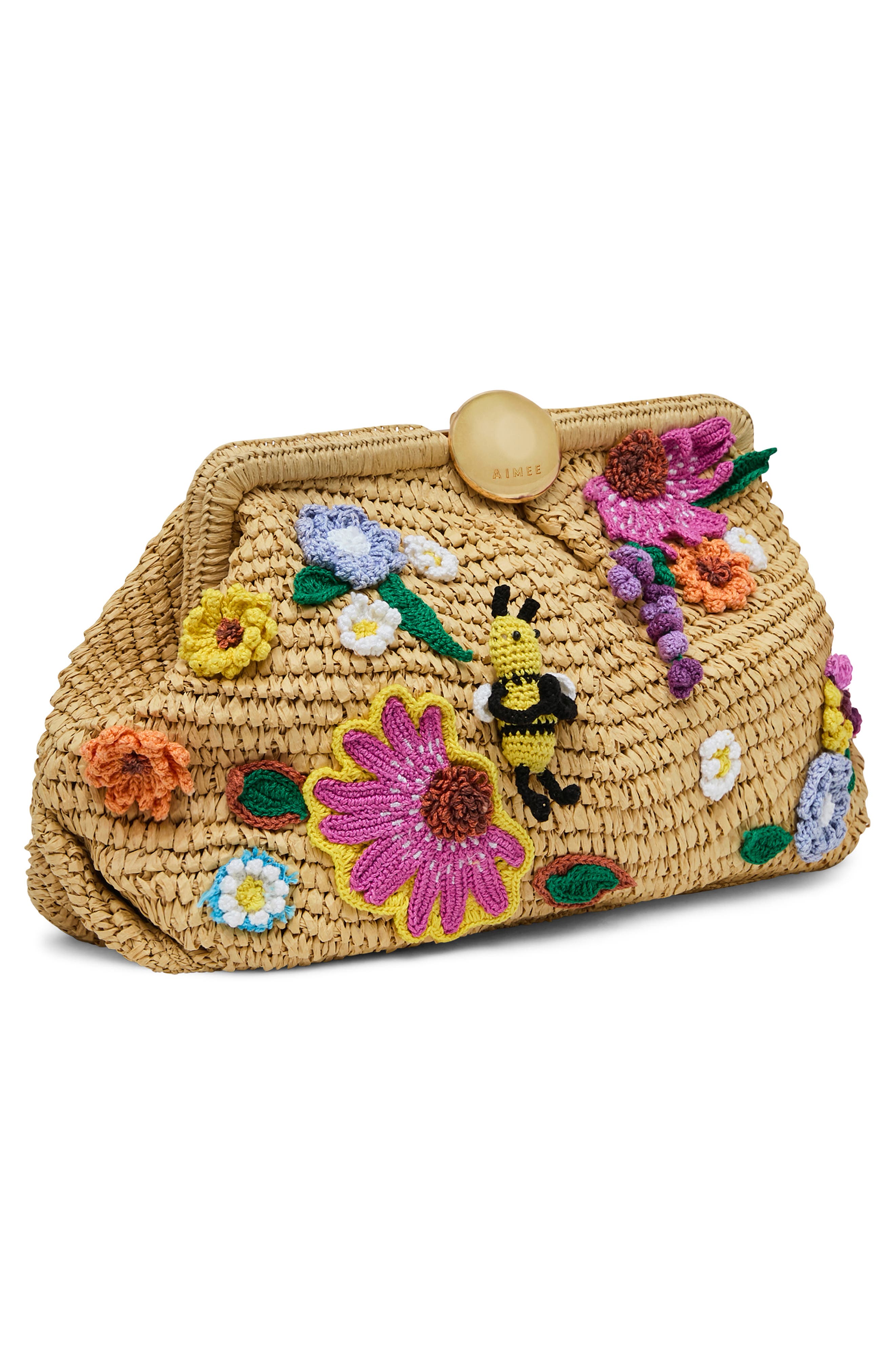 AIMEE Full Circle X-Large Clutch, Alternate, color, Raffia Floral