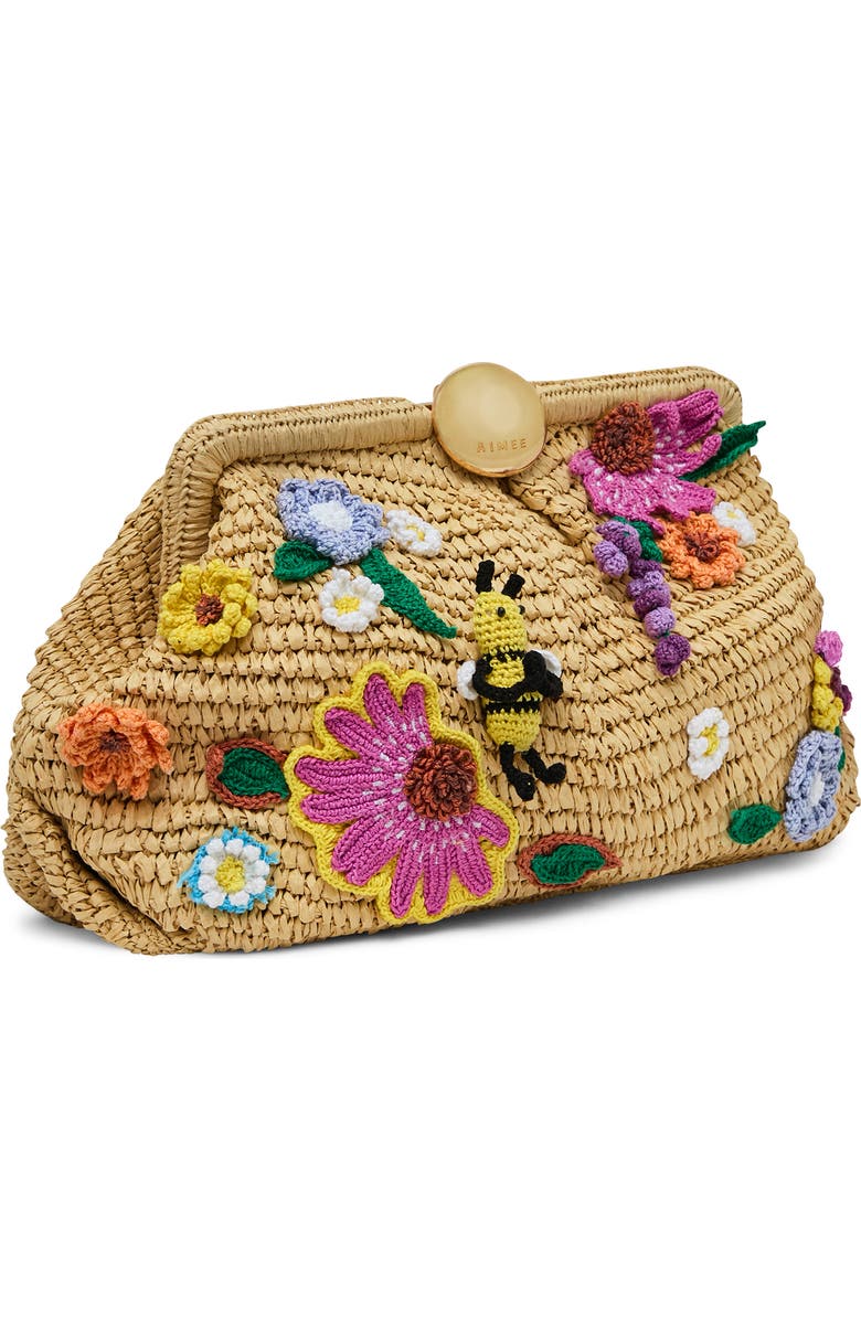 AIMEE Full Circle X-Large Clutch, Alternate, color, Raffia Floral