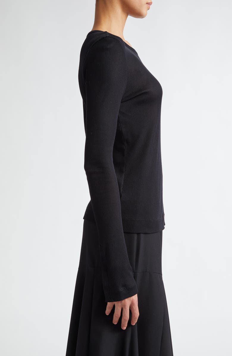 Simone Rocha Side Snap Long Sleeve Rib Top, Alternate, color,