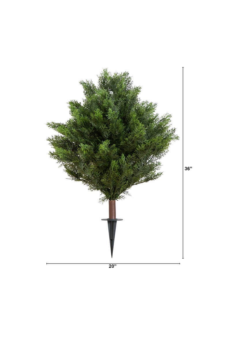 3-ft UV Resistant Artificial Cedar Bush with Integrated Ground Stake, Alternate, color, Green