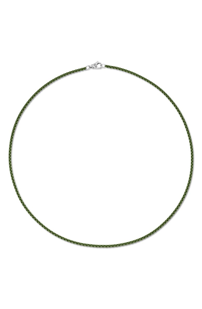 David Yurman Men's Box Chain Necklace in Sterling Silver with Green Stainless Steel, 2.7mm, Alternate, color, Green/ Silver/ Stainless Steel