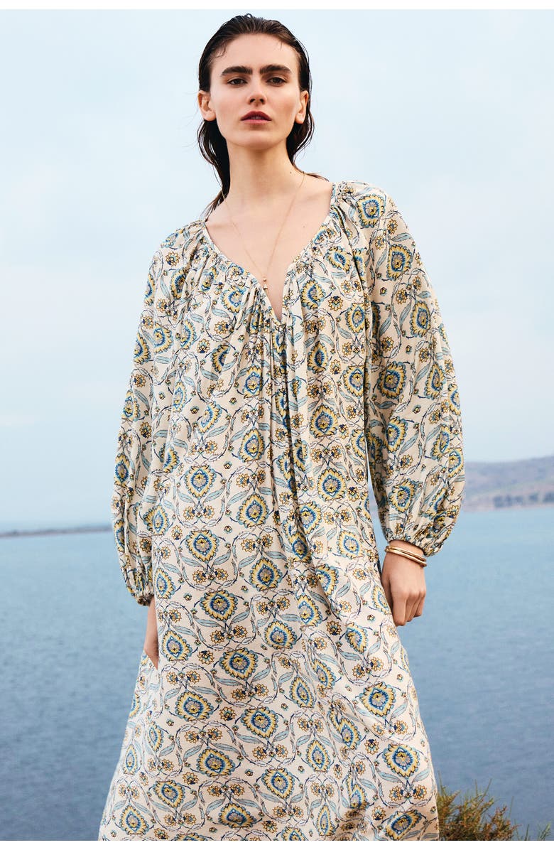 H&M Oversized Tunic Dress, Alternate, color, Light Beige/Patterned