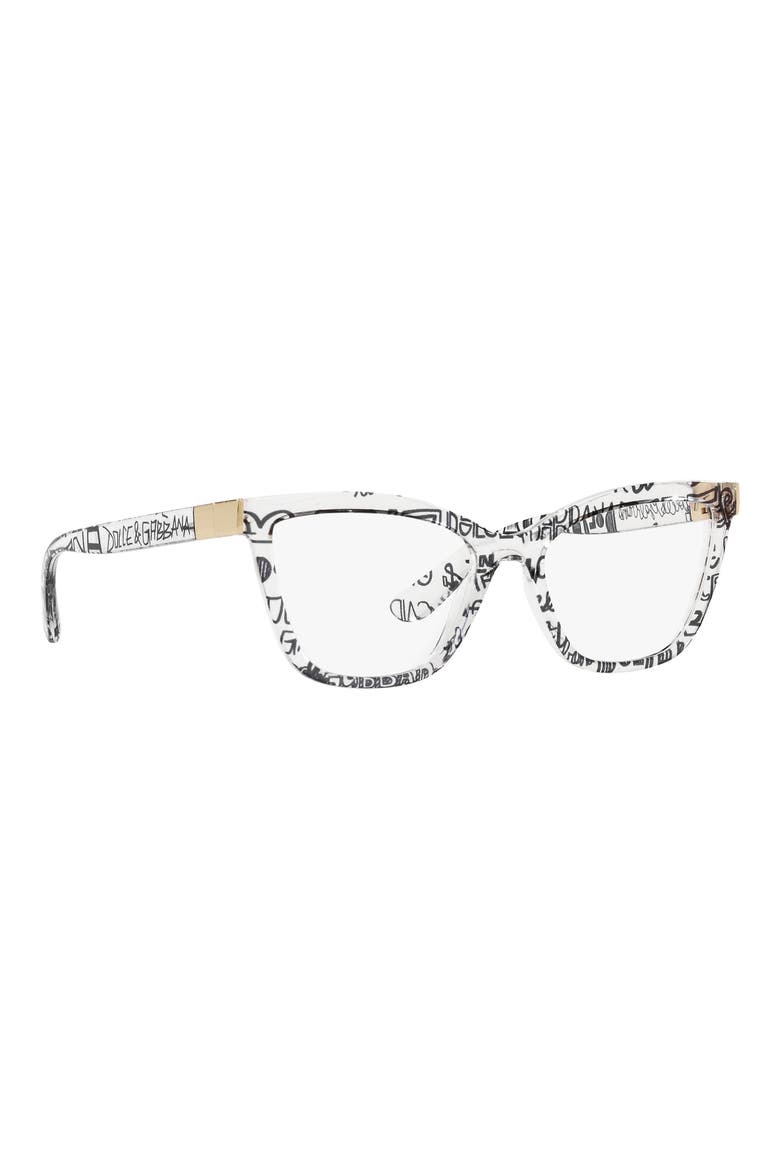 55mm Cat Eye Optical Glasses, Alternate, color, GRAFFITI / DEMO LENS